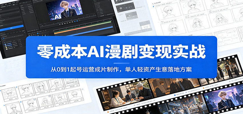 零成本AI漫剧变现实战:从0到1起号运营成片制作,单人轻资产生意落地方案-MFXUI中国站
