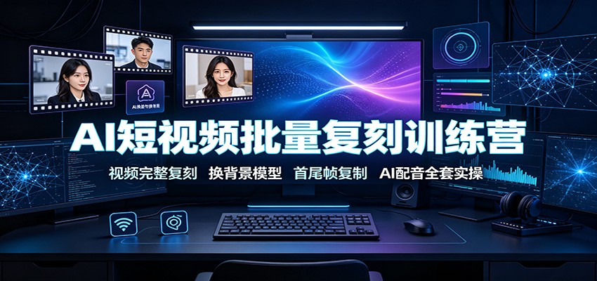 AI短视频批量复刻训练营:视频完整复刻,换背景模型、首尾帧复制、AI配音全套实操-MFXUI中国站