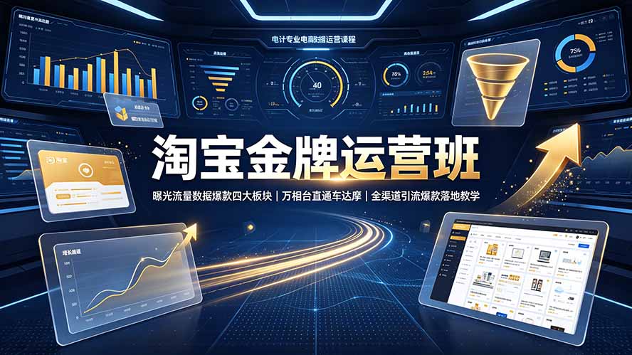 淘宝金牌运营班-7月:曝光流量数据爆款四大板块|万相台直通车达摩|全渠道引流爆款落地教学-MFXUI中国站