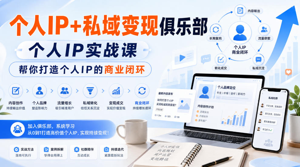 个人IP+私域变现俱乐部,个人IP实战课,帮你打造个人IP的商业闭环-MFXUI中国站